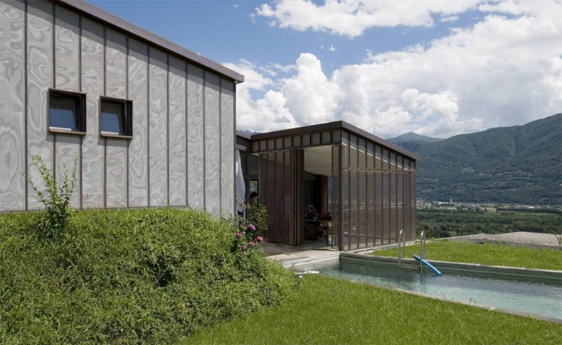 Modern House of Wood and Copper from Davide Macullo
