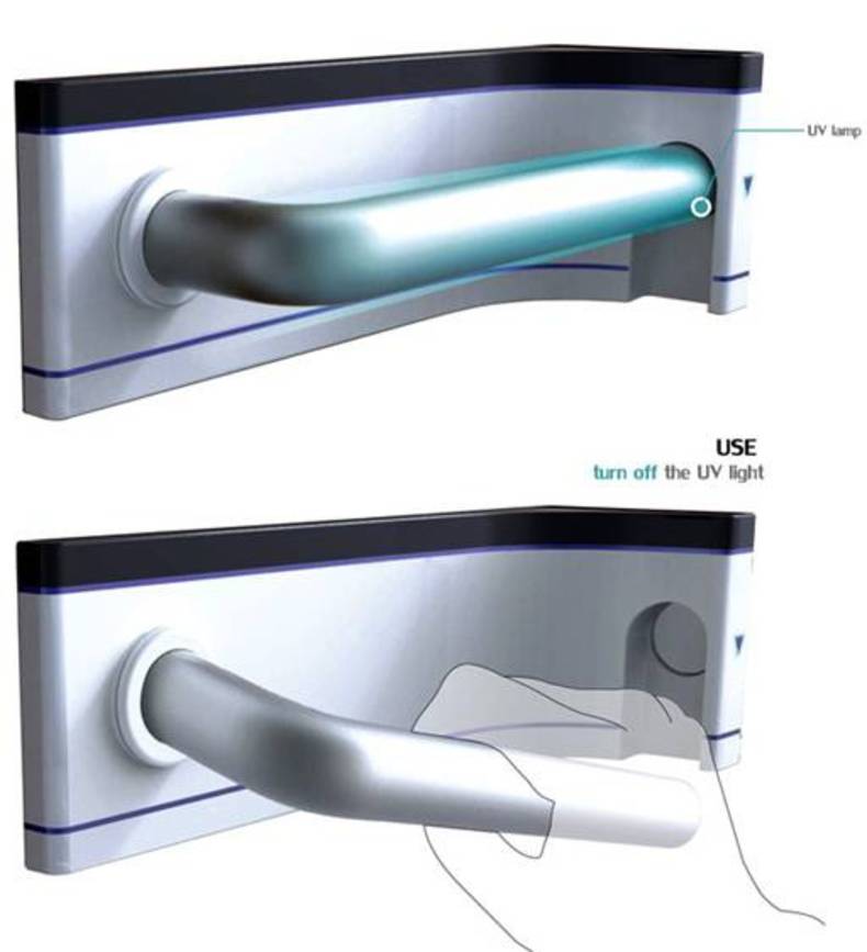 Self-sterilizing door handle by Bomi Choi