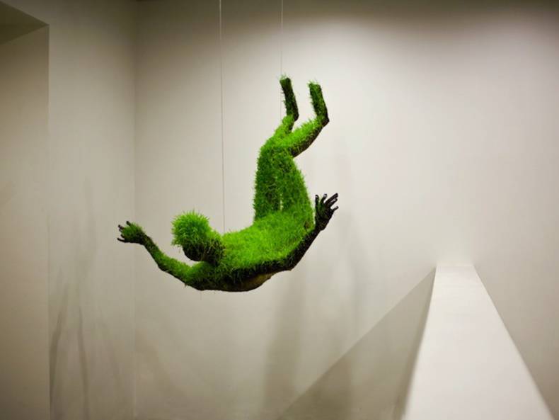 Grass Sculptures at the Invisible Dog Gallery