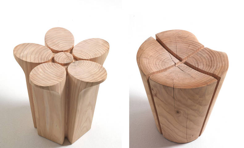 Two Solid Wood Stools from Riva 1920