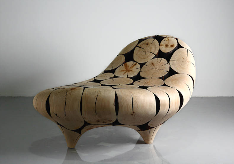 Lee Jae-Hyo's Chairs and Armchairs Made of Wood Logs