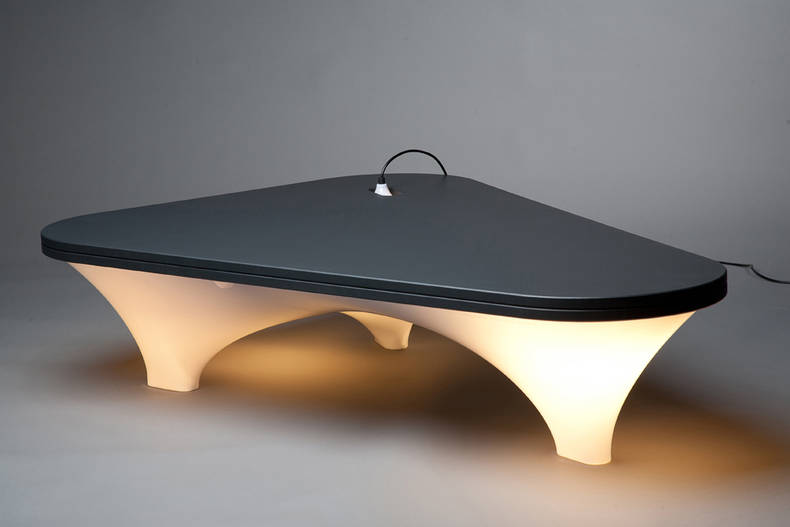 Stylish Plastic Illuminated Table by Han Koning